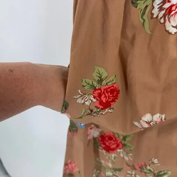 Y2K Strapless Sweetheart Tube Dress Brown Floral Mini Boho Cottagecore Size XL - Picture 5 of 11